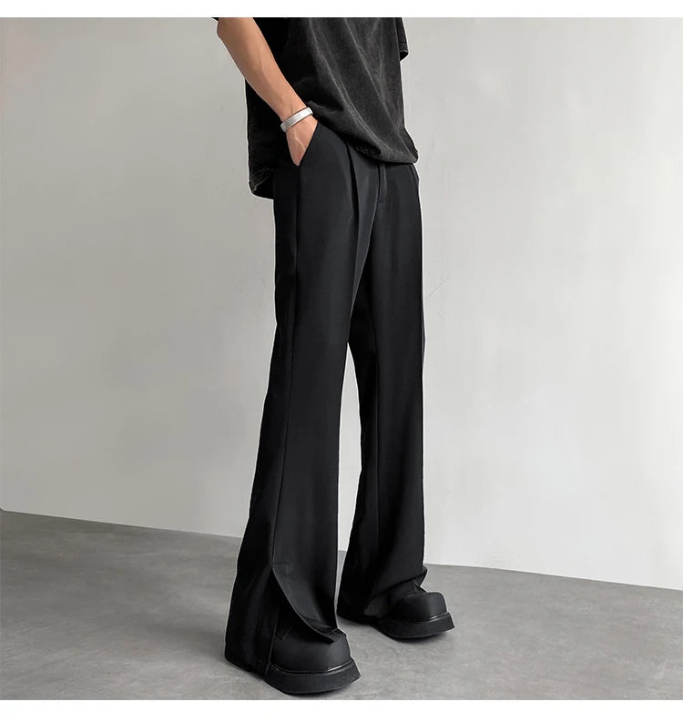 HEARUJOY  -  Brown Black Suit Pants Men Fashion Social Mens Dress Pants Korean Casual Loose Flared Pants Mens Office Formal Trousers M-2XL