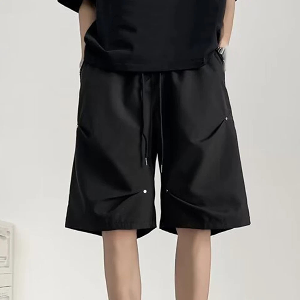 HEARUJOY  -  Pleated Design Casual Shorts Casual Shorts M XL Mens Outdoor Shorts Pleated Workwear Shorts Solid Pattern Thin Casual Pants