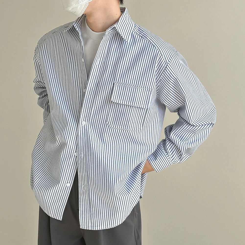 HEARUJOY  -  Casual Vacation Look Striped Long Sleeve Spring Autumn Top Comfortable Fit Daily Wear Shirt Holiday Casual Wear