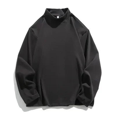 Hearujoy Long-sleeved Half-high Neck Bottoming Shirt Top Korean Fashion Spring and Fall New Loose Sweater Inner Take Pullover Men's