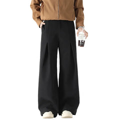 HEARUJOY  -  Beige Suit Pants Men Oversized Fashion Society Mens Dress Pants Korean Loose Wide Leg Pants Mens Office Formal Black Trousers