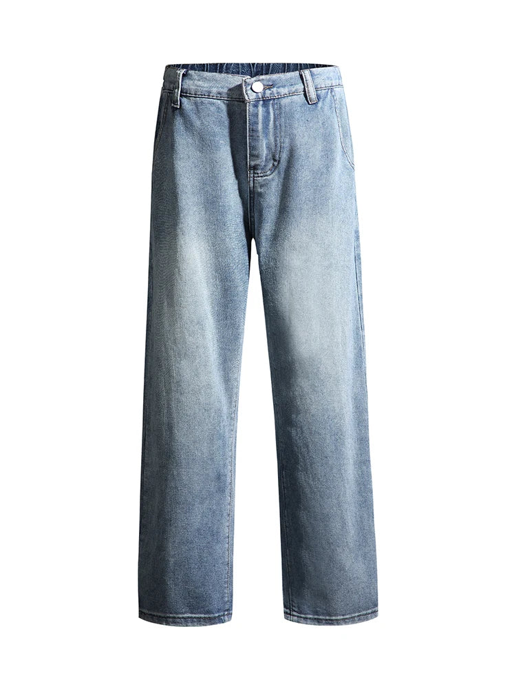 HEARUJOY  -  Spring Summer Men's Jeans Korean Fashion Black Blue Wide Leg Denim Pants Loose Straight Jean Trousers