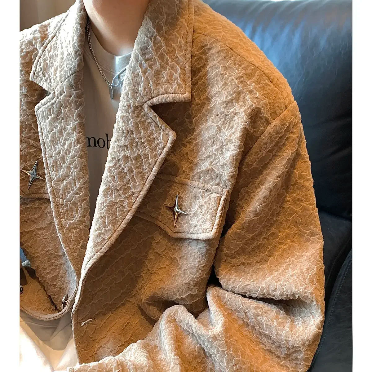 Hearujoy Men's Clothing Vintage Blazer Collar Coat Men's Spring and Fall American Niche Design Pilot Jacket High Street Fashion Jacket