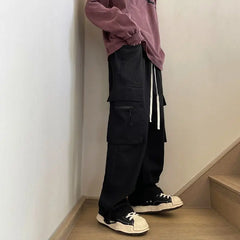 HEARUJOY  -  Spring Summer Multi Pocket Straight Cargo Pants for Men Designer Techwear Korean Style Luxury New in Casual Baggy Trousers Man