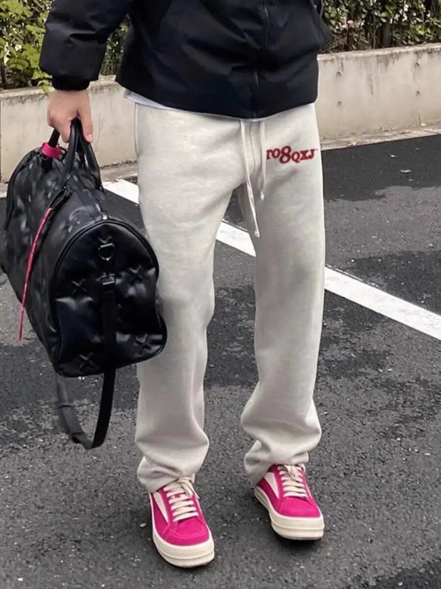 HEARUJOY  -  American Retro Trendy Sports Simple Style Straight Men Casual Loose Trousers Versatile Wide Legs