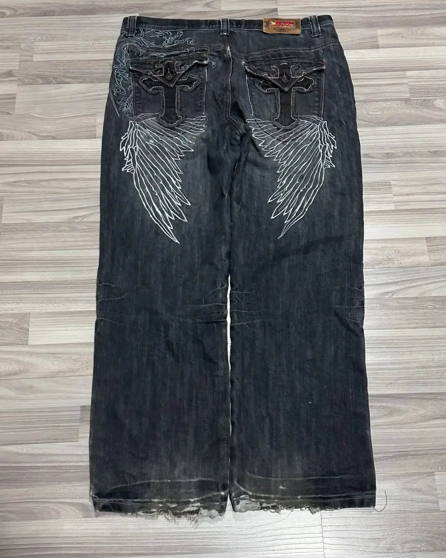 Hearujoy Vintage Jeans New Y2K Fashion Hip Hop Wing Embroidery Baggy Jeans Men And Women Streetwear Loose High Waist Wide Leg Denim Pants