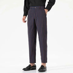 HEARUJOY  -  Men's Spring and Fall New Fashion Striped Business Casual Nine Straight Leg Suit Pants