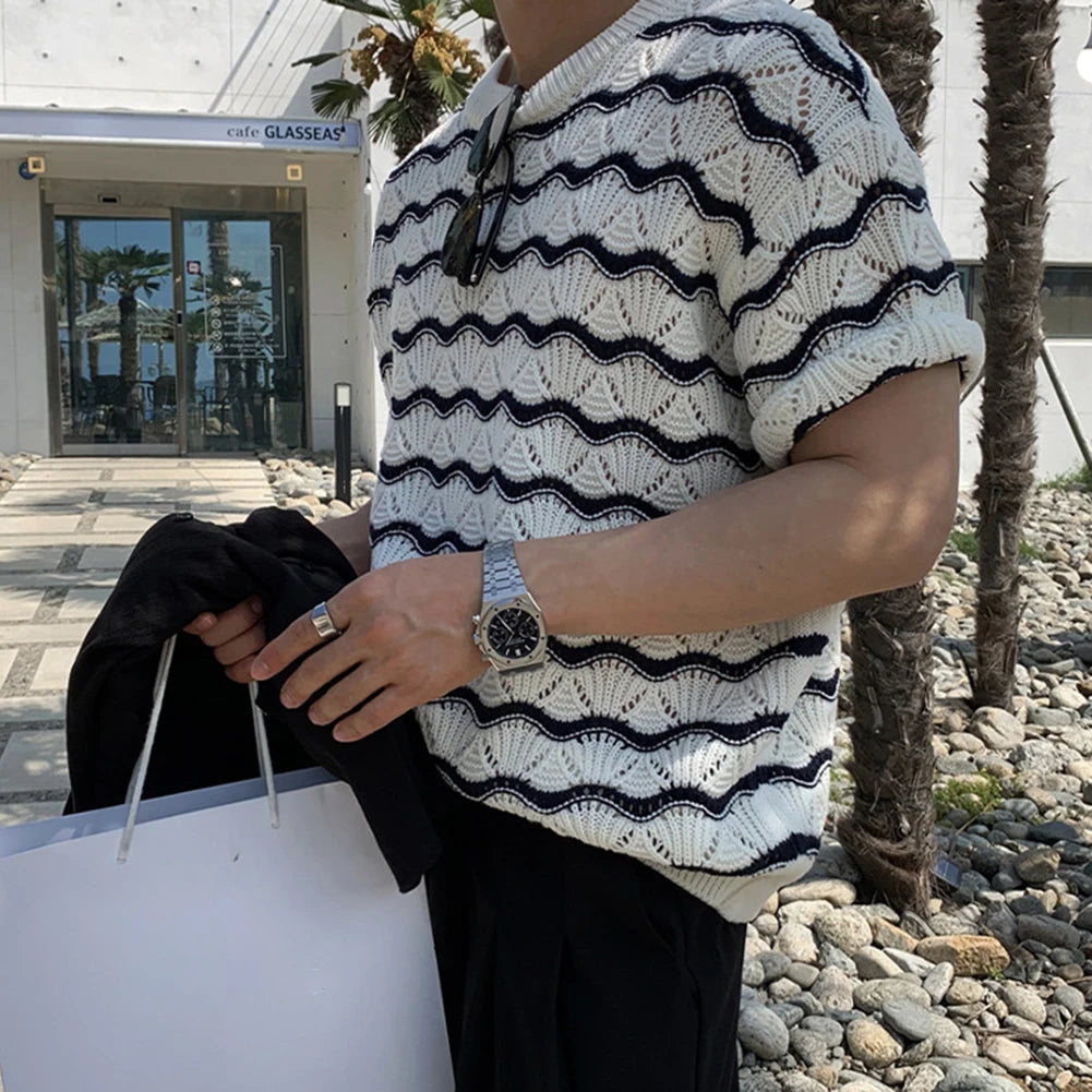 HEARUJOY  -  For Summer Fashion Streetwear Men\'s Fashion Tops Fashion Holiday Male O Neck Streetwear Vacation Casual Daily