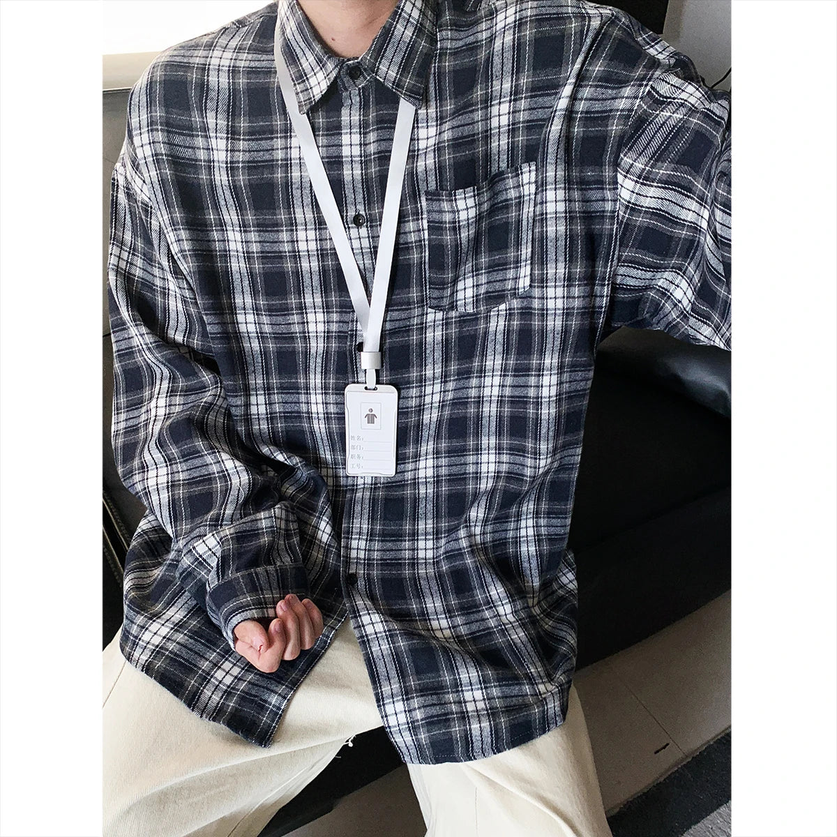 HEARUJOY  -  New Arrival Mens Plaid Shirt Long Sleeve Casual Shirts Dress Shirt Classic Shirts Tops Blouse Male Clothes Outerwear