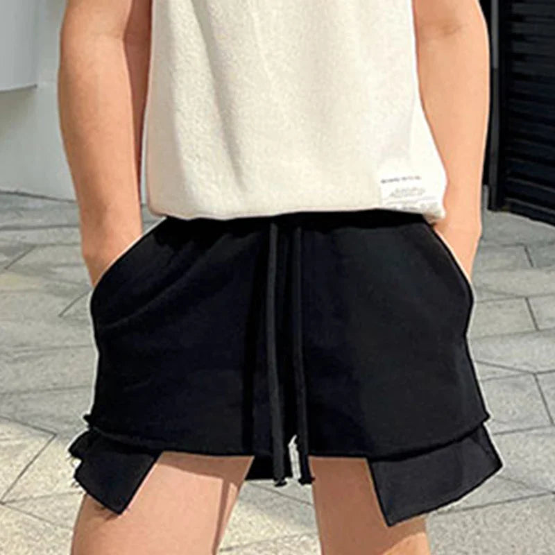 Hearujoy Summer Niche Design Men's Casual Shorts Elastic Waist Drawstring Ultra-short Pant Male Versatile Sweatpants 9A8920