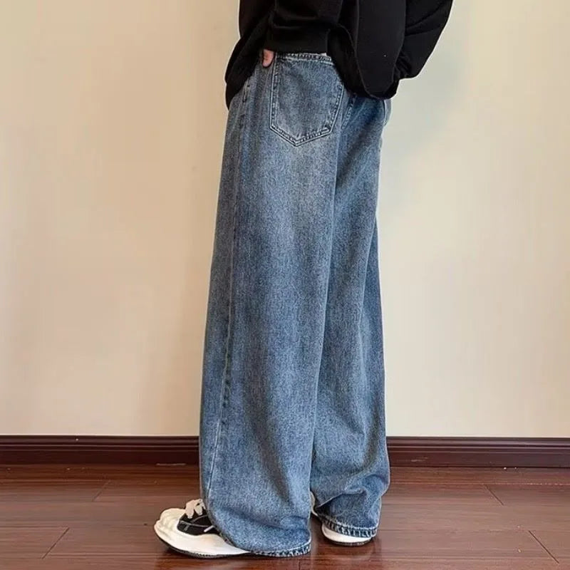 Hearujoy Baggy Jeans Men Y2K Oversize High Waist Denim Pants Male Streetwear 90S Wide Leg Trousers Hip Hop Japanese Casual