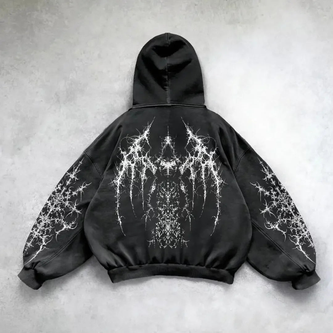 Hearujoy Y2K Retro Punk Hip hop Printed Men Women High Quality Hoodie American Gothic Fashion Couple Casual Hoodie Sweatshirt Streetwear