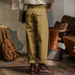HEARUJOY  -  American Vintage Gurkha Trouser For Men British Style Casual Loose Straight Cargo Pants Spring Autumn Fashion Cotton Naples Pant