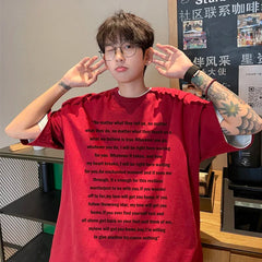 HEARUJOY  -  T Shirt Oversized Cotton For Men White Men's Letter Print T-shirts Men 5XL Casual Wear Summer Tee Shirts Big Size Clothing
