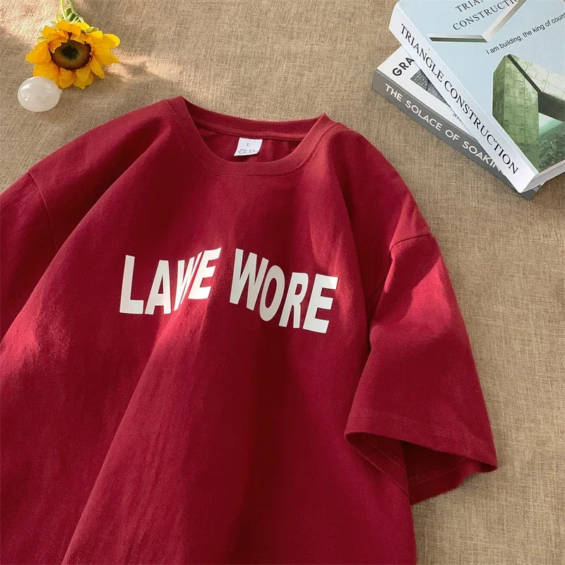 HEARUJOY  -  T Shirt Oversized Cotton For Men White Men's Letter Print T-shirts Male 5XL Casual Wear Summer Tee Shirts Unisex Big Size