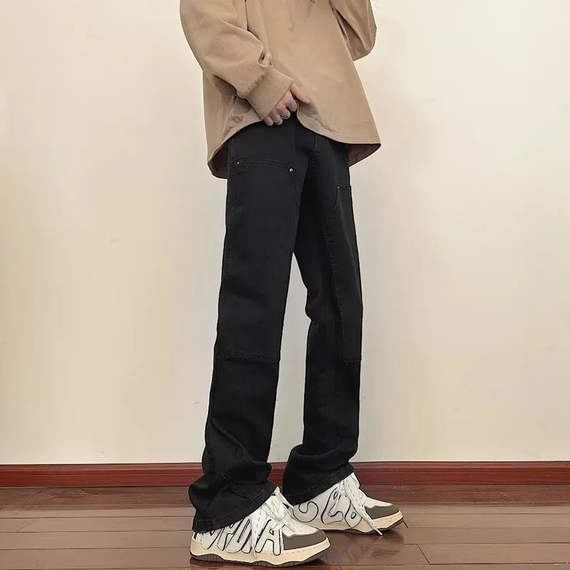 HEARUJOY  -  Y2K Streetwear New Kpop Flare Jeans Cargo Pants Men Clothing Straight Old Vintage Hip Hop Denim Trousers Pantalones Hombre