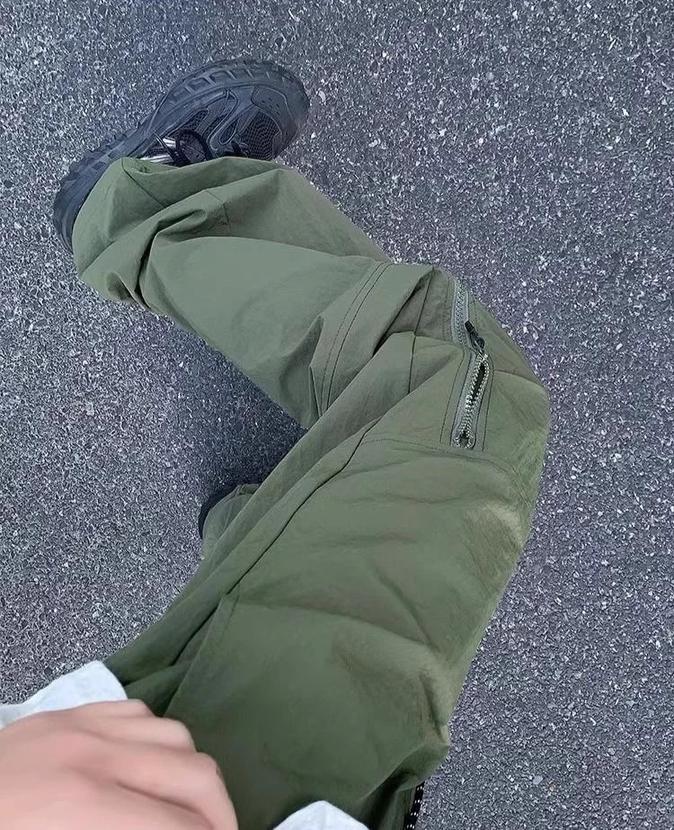 HEARUJOY  -  Spring Summer Baggy Zipper Men's Straight Cargo Pants Aesthetic Fashion Korean Style Casual Harajuku New in Long Male Trousers