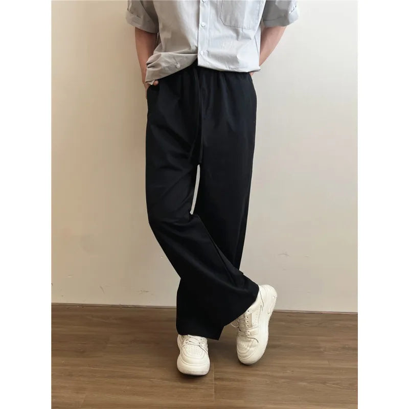 Hearujoy Summer Casual Pants Men Retro Straight Pants Men Japanese Streetwear Loose Wide Leg Pants Mens Vintage Trousers M-2XL ﻿