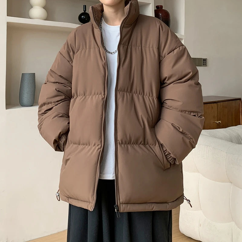 HEARUJOY  -  Fashion Oversized Parka Coats Men Korean Winter Cotton Padded Jacket Thick Warm Puffer Jacket Windbreaker Bubble Coat