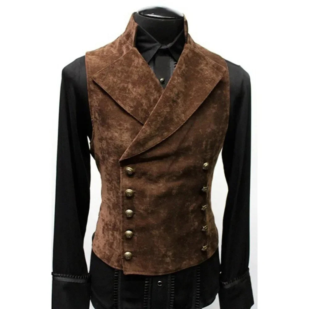 HEARUJOY  -  Men's Gothic Medieval Double Breasted Waistcoat Cosplay Costume Male's Victorian Vest Vintage Top Long Sleeve New Style