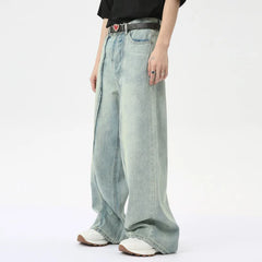 Hearujoy Fashion Men's Denim Pants Summer Straigth Casual Vintage High Street Loose Wide Leg Male Bottom Chic 9C6315