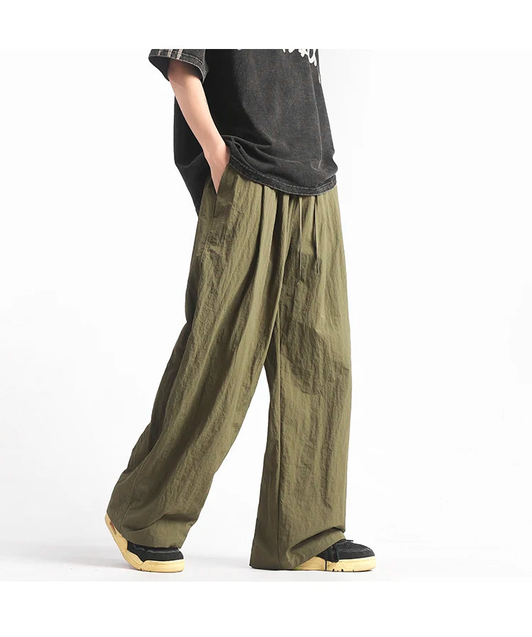 HEARUJOY  -  Y2K Men Streetwear Cargo Pants Korean Cotton Line Trousers Men Wide Leg Pants Solid Color Loose Joggers Baggy Harem Pants