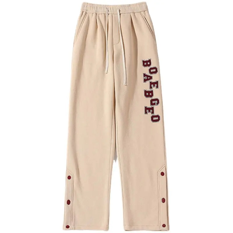 Hearujoy American Hiphop High Street Trendy Casual Sports Pants Men Solid Letters Patchwork Pocket Loose Autumn Straight Wide Leg Trouser