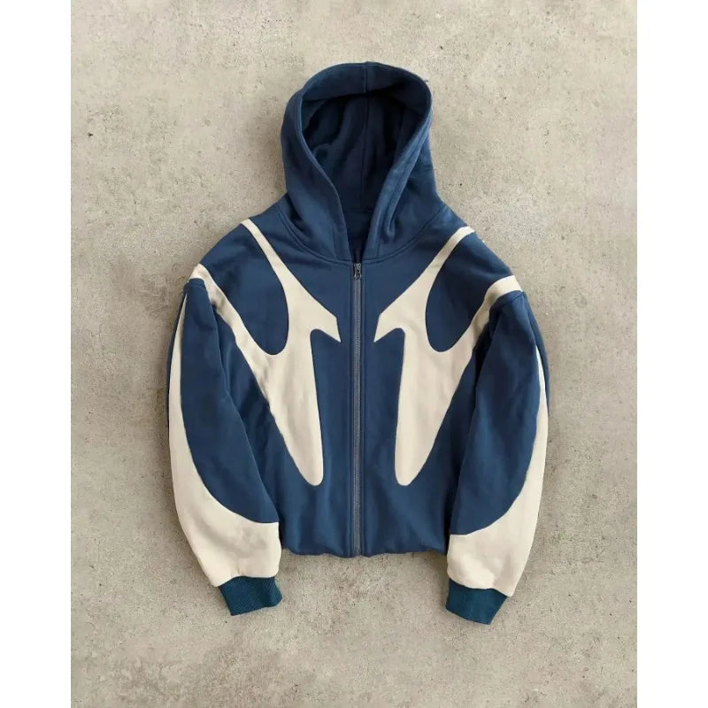 Hearujoy Hip hop Sweatshirts Women Splicing Embroidery Streetwear Frenulum Y2k Harajuku Personality Stripe Patchwork Loose Hoodies women