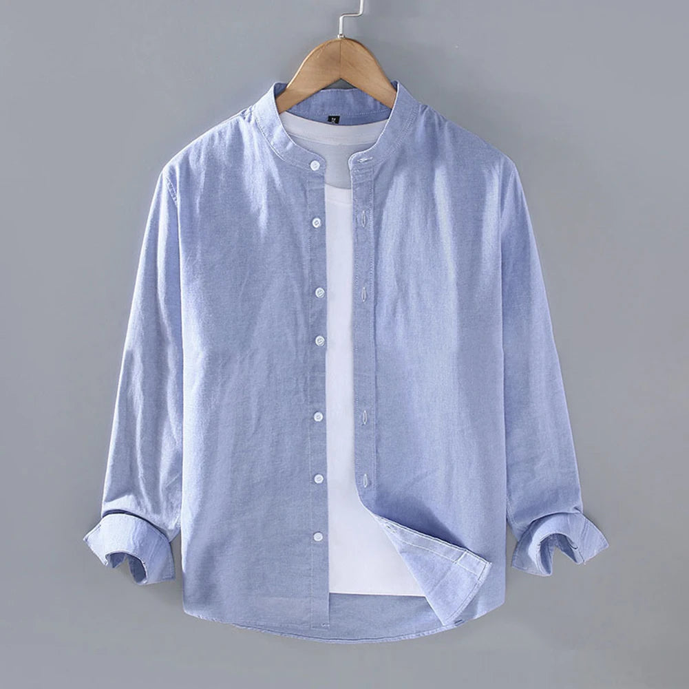 HEARUJOY  -  High Quality Hot Sale Comfortable Holiday Vacation Daily Men Shirt Tops Stand Collar Summer Autumn Long Sleeve
