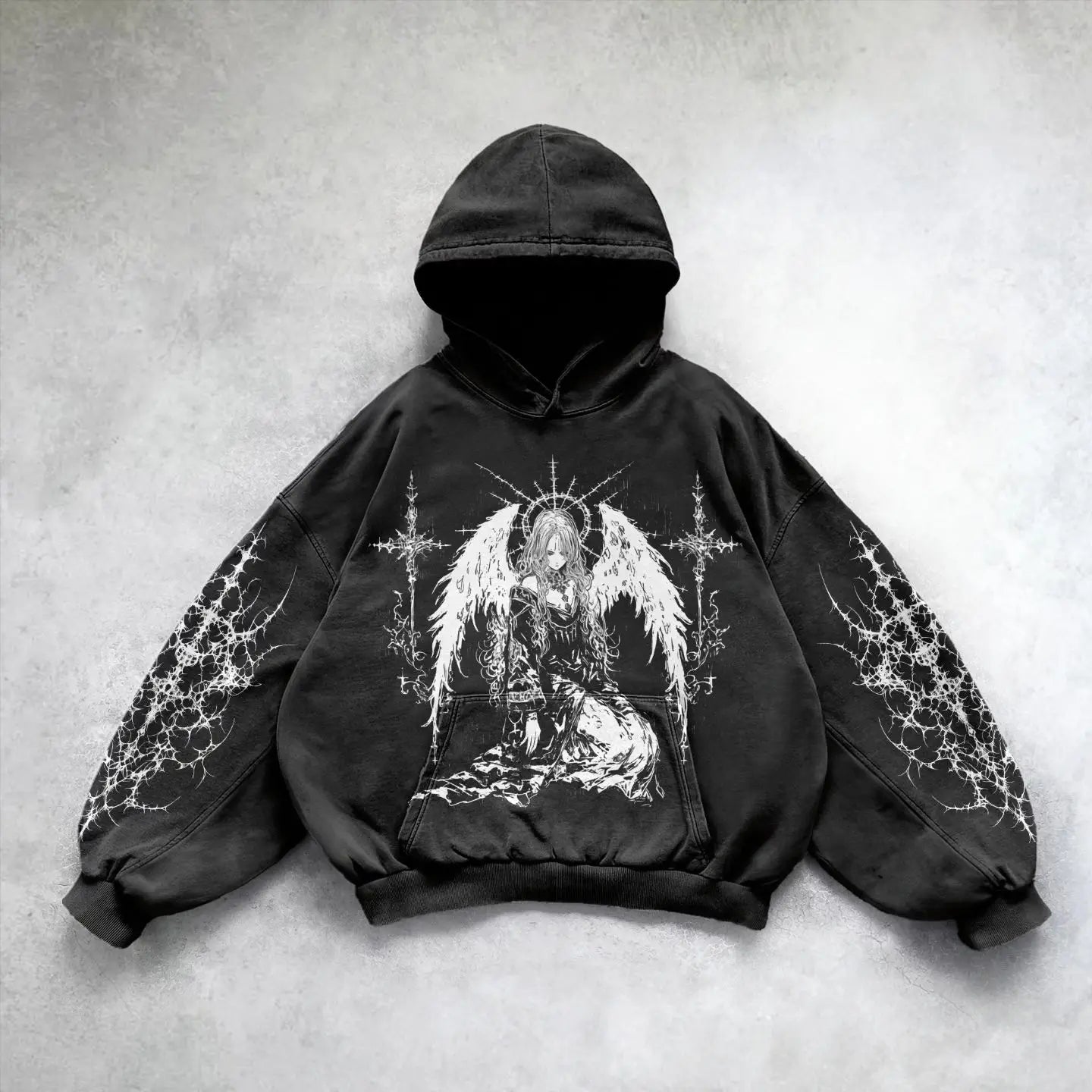 Hearujoy Harajuku y2k tops oversized sweatshirt hoodie goddess print hoodies women goth new couples goth streetwear gothic clothes
