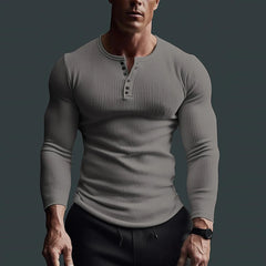 HEARUJOY  -  Tops Men T-Shirt Black/White/Grey Autumn/Winter Fitness Shirts High Elasticity Large Size Long Sleeve Solid Color Hot Sale
