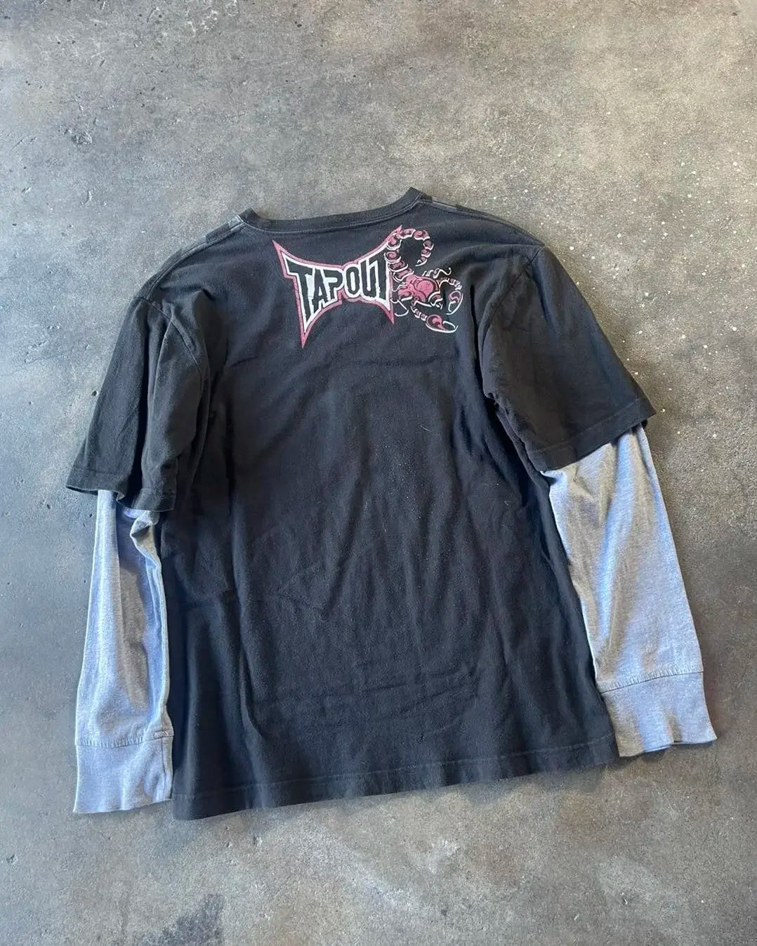 Hearujoy Y2K New Gothic Long-Sleeved American Vintage Letter Printed Fake Two Piece T-shirt Men Hip-Hop Harajuku Punk Casual Cotton Tops