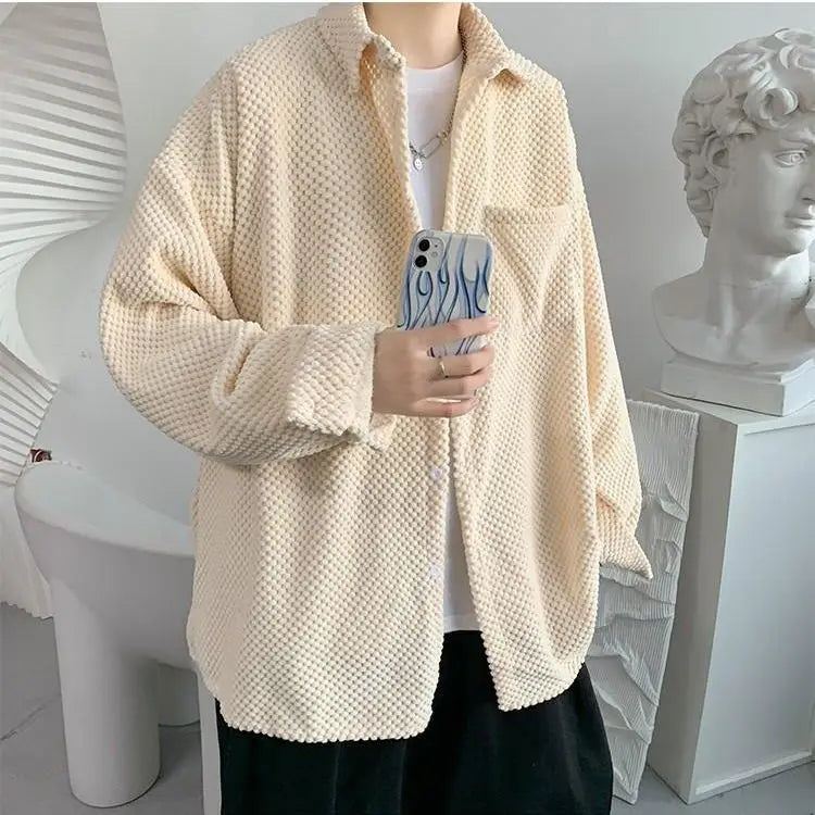 HEARUJOY  -  New Men's Corduroy Shirt Jacket Handsome Long-sleeved Top