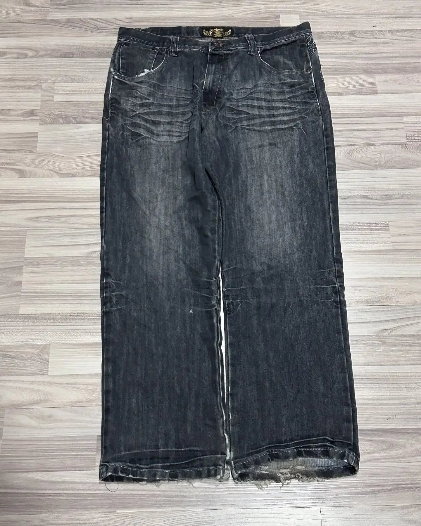 Hearujoy Vintage Jeans New Y2K Fashion Hip Hop Wing Embroidery Baggy Jeans Men And Women Streetwear Loose High Waist Wide Leg Denim Pants