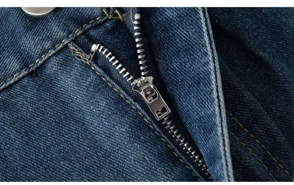 HEARUJOY  -  Street American Micro Flared Jeans Mens Petal Embroidery Washed Cowboy Pants Straight Tube Burr Edge Hip Hop Denim Trousers