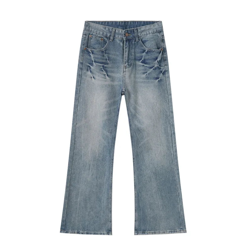 Hearujoy Niche Design Male Denim Pants Lightning Crack Casual Bottom Stright Wide Leg Loose Jeans Pockets Trend Summer 9C6389
