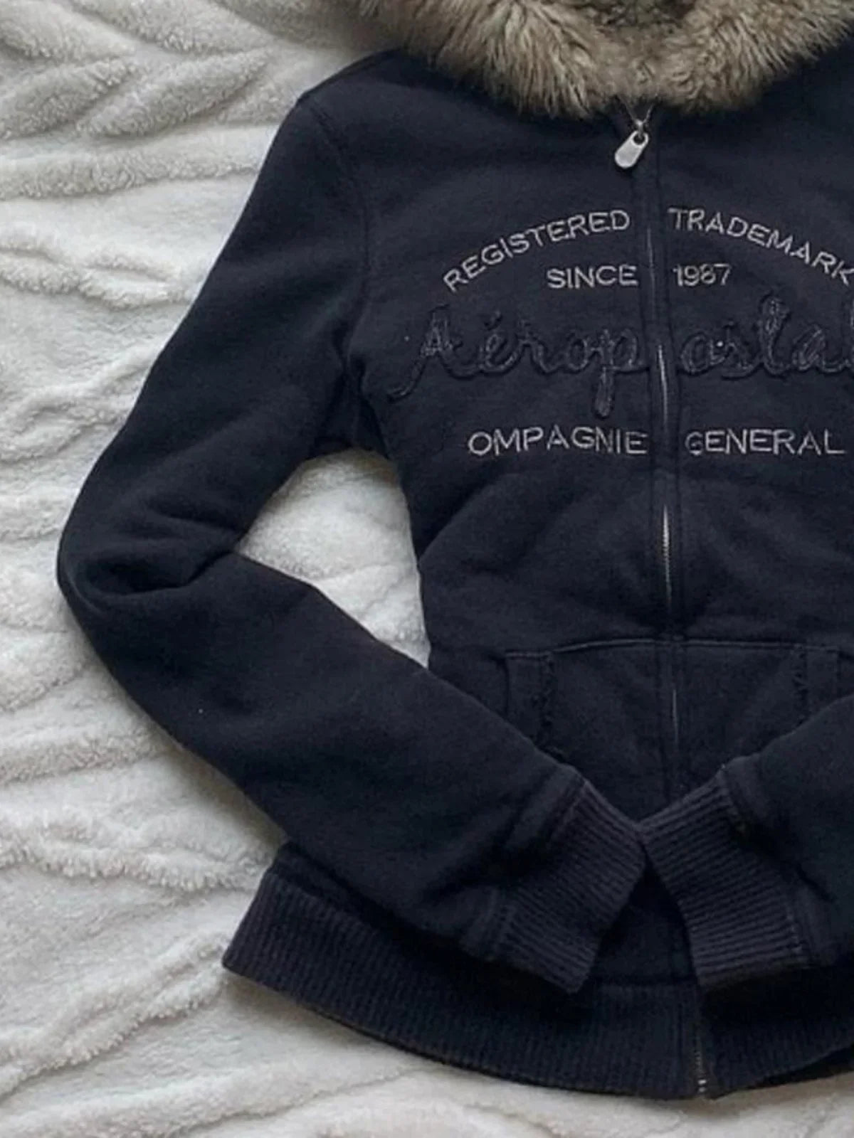 Hearujoy Y2K Retro Harajuku Embroidered Letters Velvet Zipper Hoodie Women's Winter New American Fashion Street Trend Slim Jacket