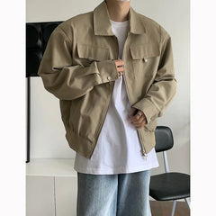 Hearujoy Korean Fashion High-end Jackets for Men American Niche Short Baseball Jacket Shoulder Pads Oversized Workwear Bomber Jacket Men