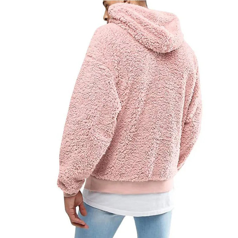 HEARUJOY  -  Autumn Winter MenS Fleece Lined Hooded Sweatshirt Cozy Warm Pullover Soft Fluffy Casual Streetwear Trendy Thickened Long Sleeve