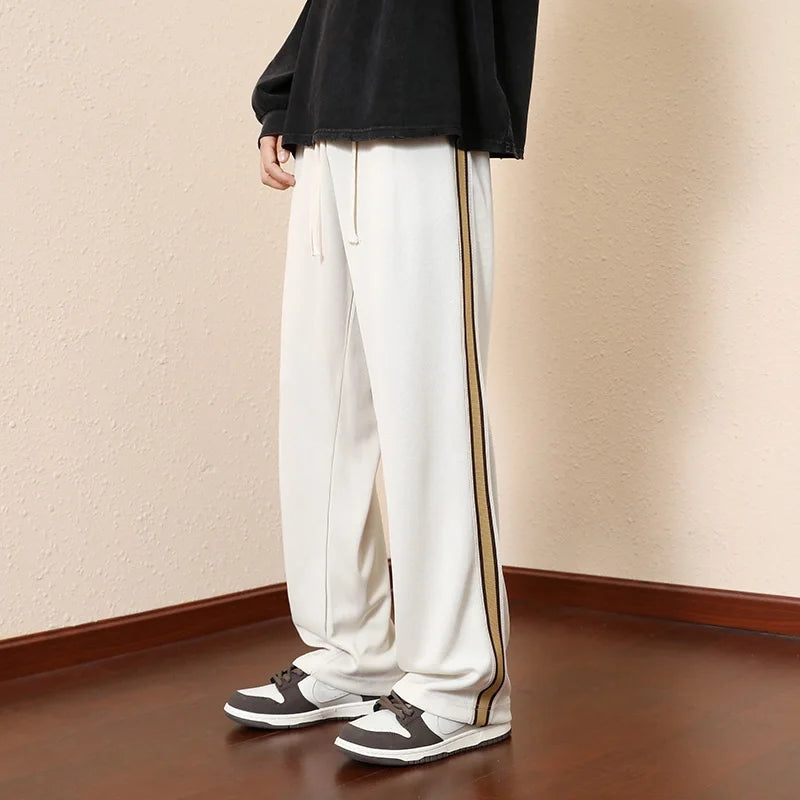 HEARUJOY  -  New American Streetwear Pants Men Autumn Fall Casual Sports Pants Fashion Classic Side Stripes Matching Color Pants
