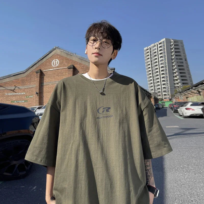 HEARUJOY  -  T Shirt Oversized Cotton For Men White Men's Letter Print T-shirts 5XL Men Casual Wear Summer Tee Shirts Unisex Big Size
