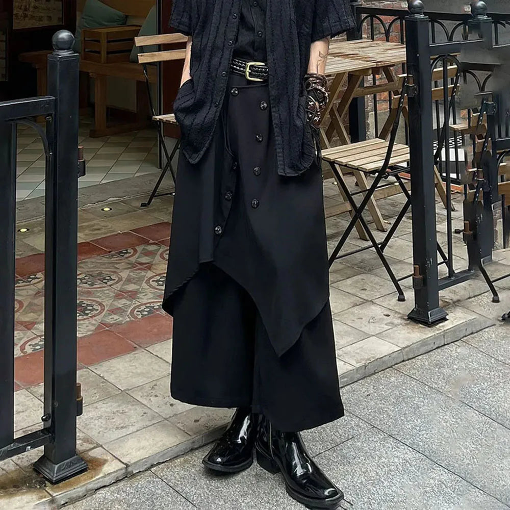HEARUJOY  -  Genderless Trendy Skirt Gothic Dark Style Loose Hakama Pants Wide Leg Pants Large Size Design Samurai Pants Men Clothing