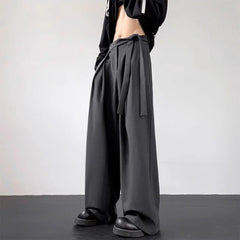 HEARUJOY  -  Mens Y2k Japanese Belt Casual Trousers Streetwear Daily Niche Personality Versatile Comfortable Straight Pants