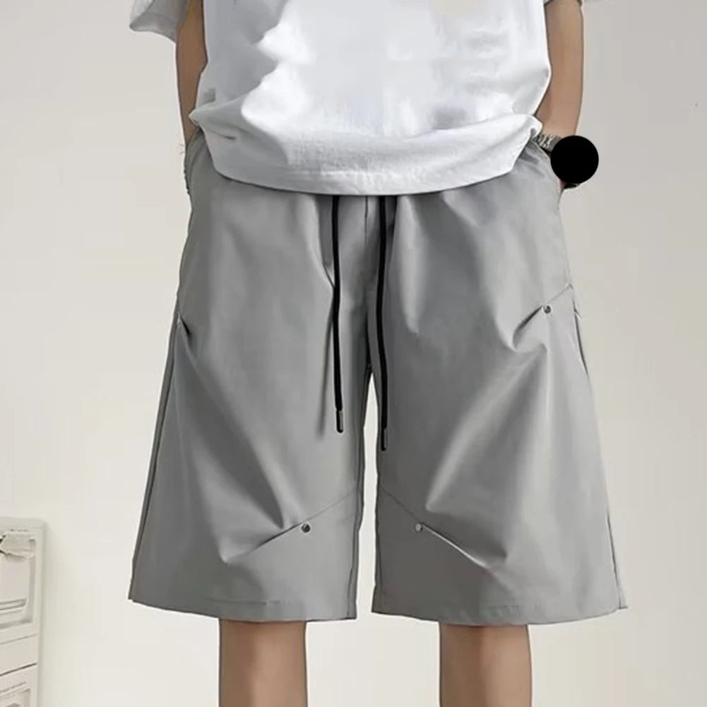 HEARUJOY  -  Pleated Design Casual Shorts Casual Shorts M XL Mens Outdoor Shorts Pleated Workwear Shorts Solid Pattern Thin Casual Pants