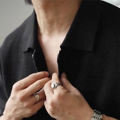 HEARUJOY  -  Men's Solid Color Knitted Short-Sleeved Shirt American Retro Fashion Trend Loose Casual Simple Breathable Niche New Men's Tops