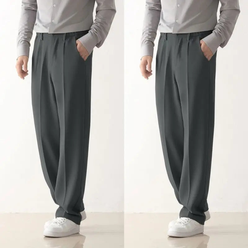 HEARUJOY  -  Anti-wrinkle-free Ironing Trousers for Men Slim Feet High-end Formal Suit Pants Casual Nine-point Pants