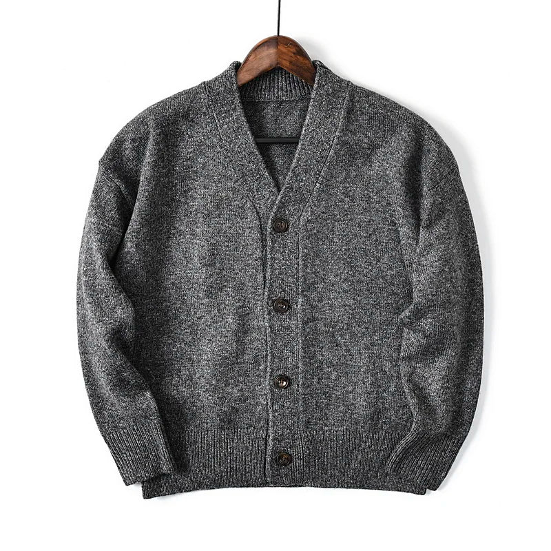 HEARUJOY  -  Men's Thickened Wool V-Neck Cardigan - Winter Warm Minimalist Knit Sweater Layering Top (Trendy) Autumn Winter