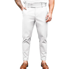 HEARUJOY  -  Mens Slim Fit Button Stretch Tight Tapered Fashion Skinny Pants 2025 Summer New Trend Business Casual Trousers Mens Clothing
