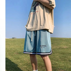 HEARUJOY  -  Korean Double-layer Mesh Ice Silk Basketball Shorts Men's Summer Breathable Thin Sports and Casual half Pants Aesthetic Chic