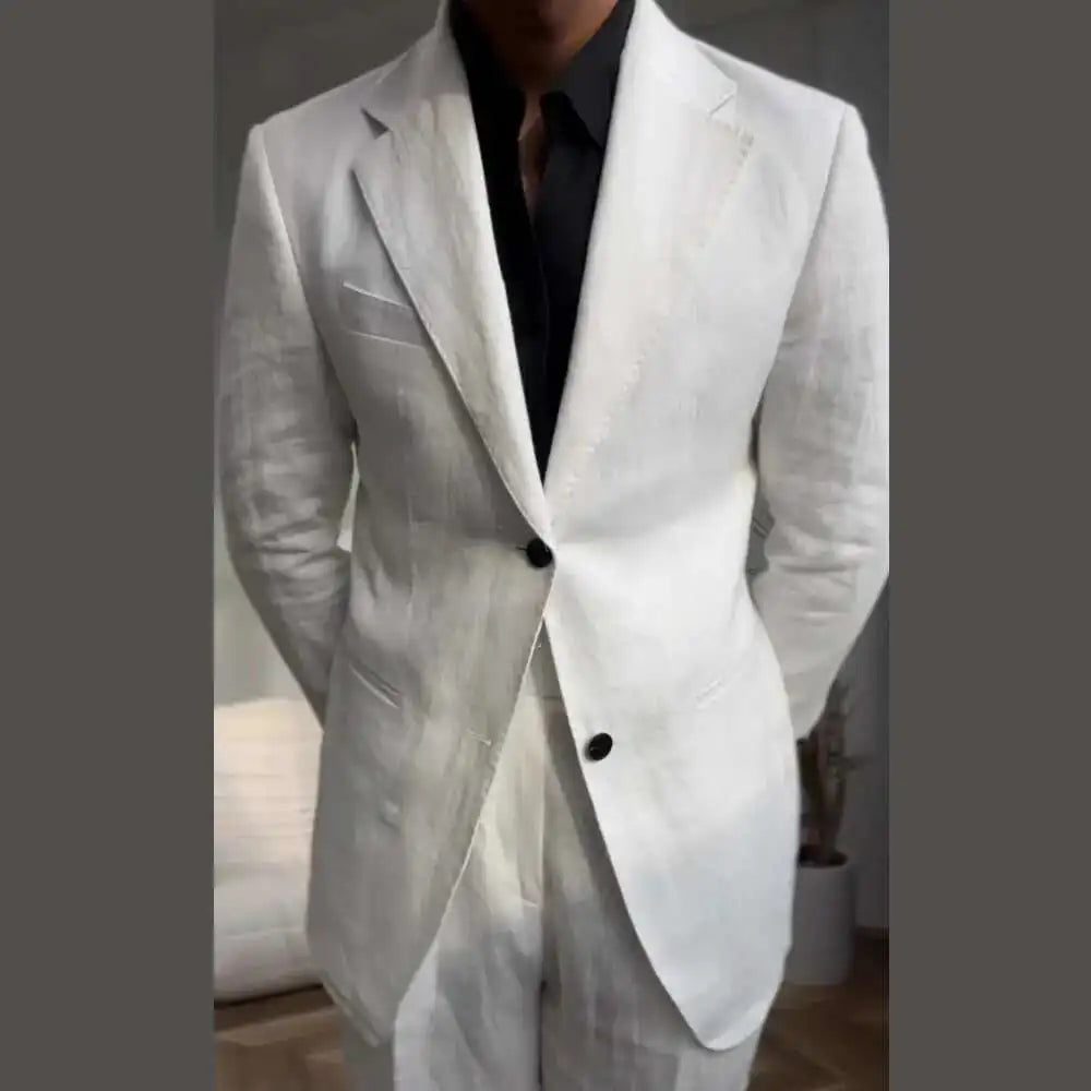 HEARUJOY  -  High Quality Linen Blend Business Dress Suit Wedding Suit Men Versatile Casual Office Party Prom Costume Homme Men Tuxedo Suit